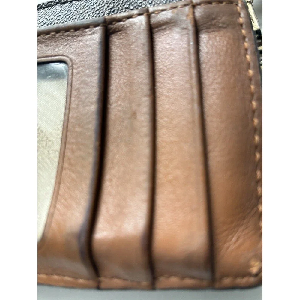 Michael Kors Brown Wristlet - MK Logo- ID Window- Zip Compartment- Pre-Owned